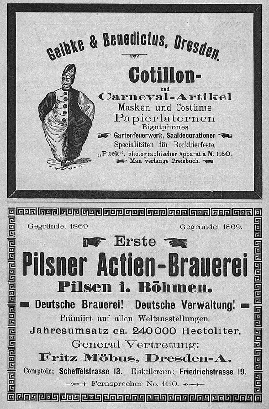Scan einer Anzeige aus dem Dresdner Adressbuch von 1895